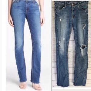 7 For All Mankind Distressed Skinny Bootcut Jeans Light Wash Flare 26 Y2K Grunge